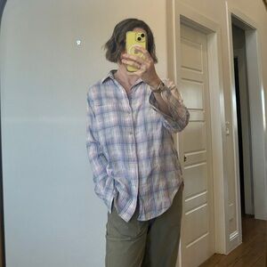 Current/Elliott Prep School Shirt Desert Plaid Cotton Button Down Size Medium